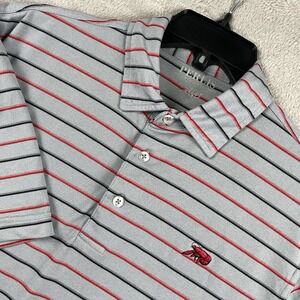 Perlis Crawfish Polo Shirt Mens Small‎ Gray Red Striped  Performance Golf DriWay